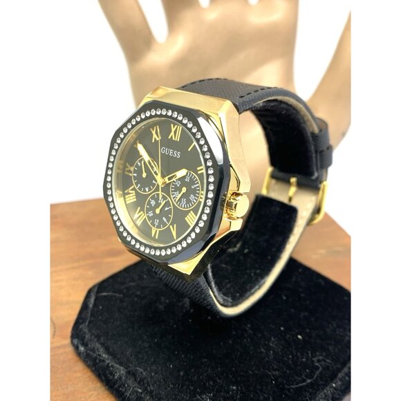 Guess Women\'s Watch GW0753L4 Quartz Gold Black Leather Strap Gemmed 36mm main image 9